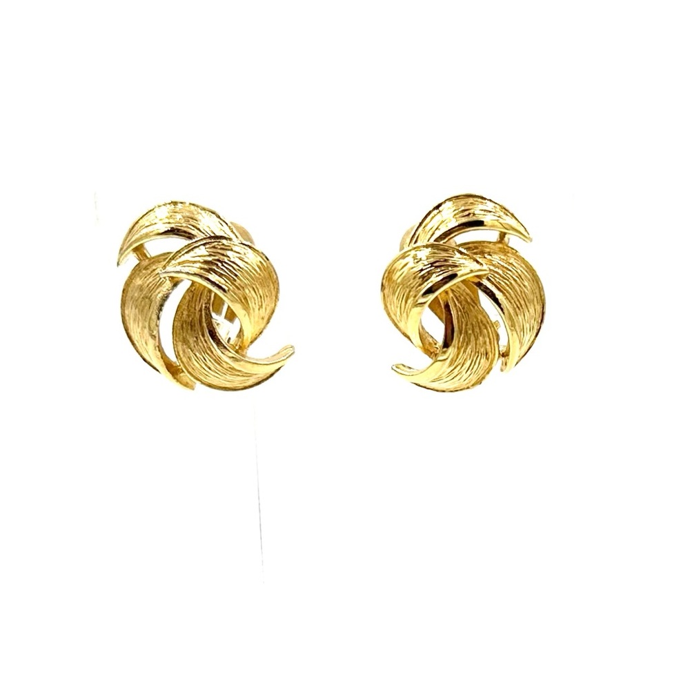 Vintage Givenchy Paris NY Gold Swirl Clip On Earrings 1980s - Picture 2 of 10